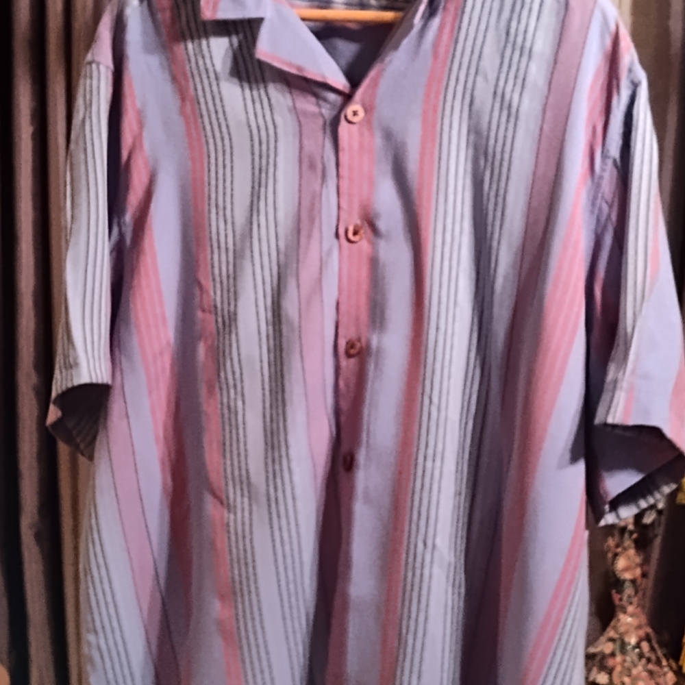 Caribbean Purple and Pink Casual Button Down Shirt